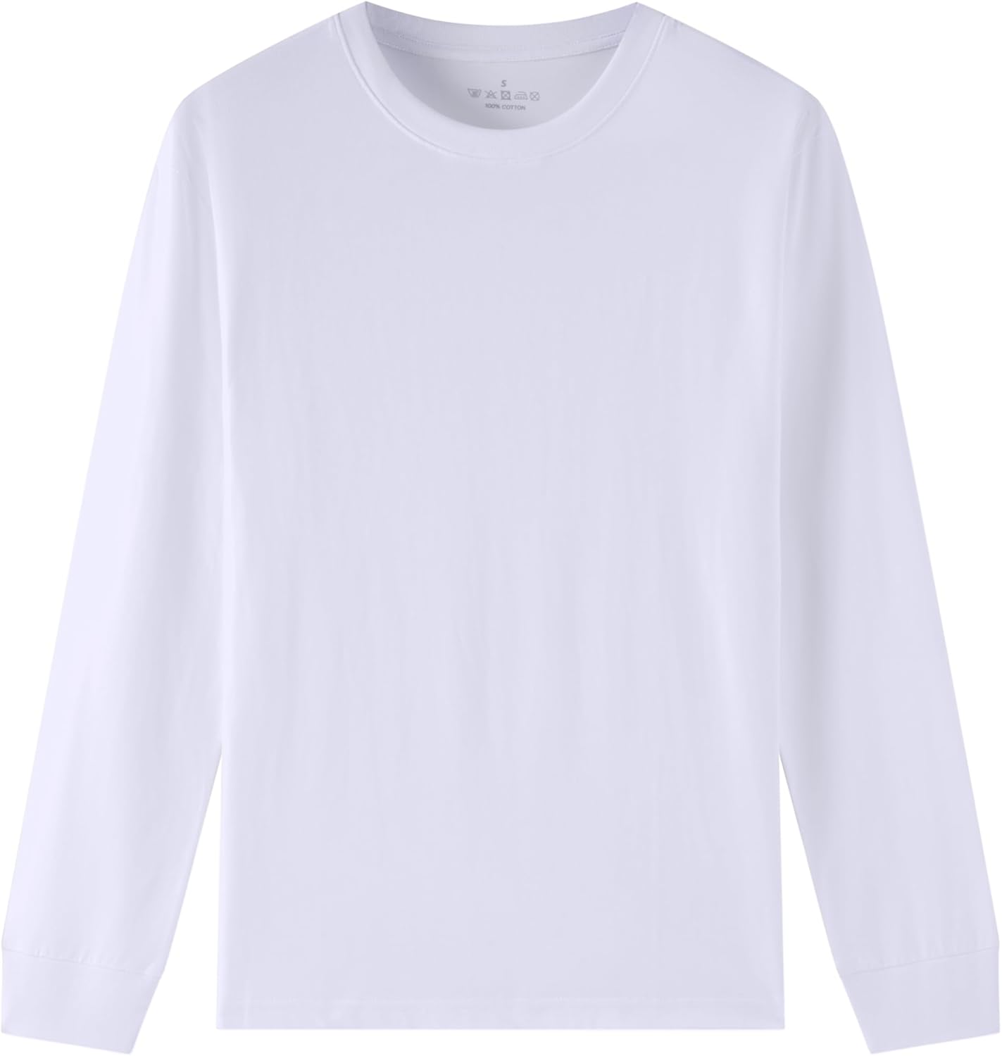 Huata Men's T-Shirt Long Sleeve Crewneck Cotton Tees