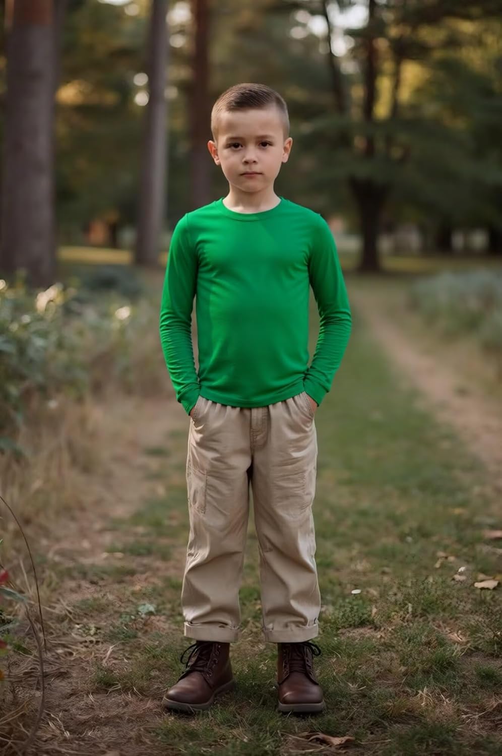 Huata Boys Girls Long Sleeve T-Shirt Unisex Crewneck Tee 2 Packs