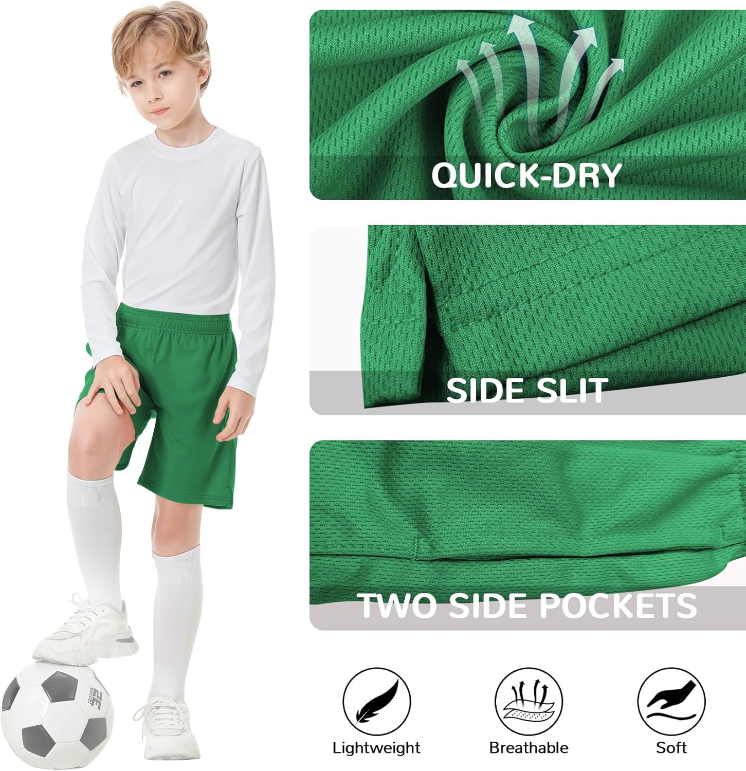 QBK Toddler to Youth Athletic Shorts for Boys and Girls Soccer Basketball Sports