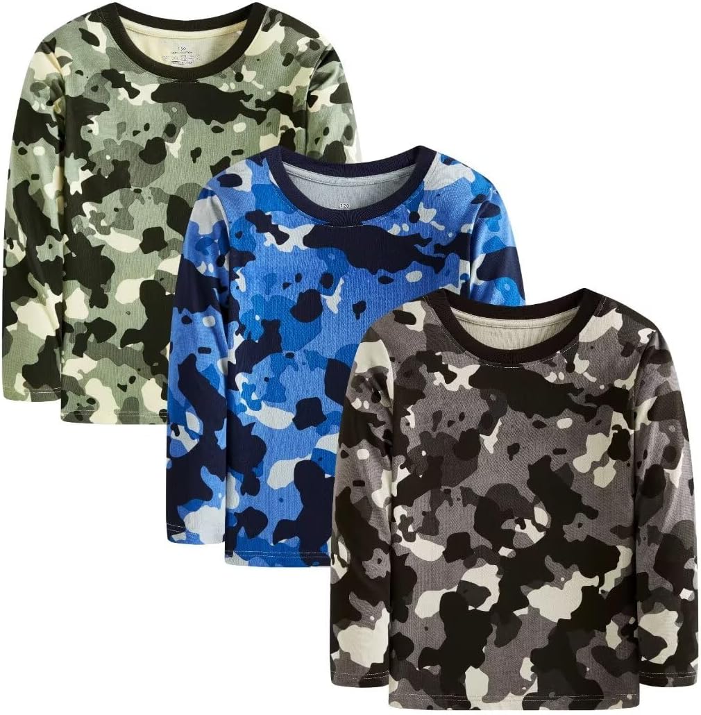 Huata 2 Packs Boys Girls T-Shirt Long Sleeve Crewneck Tee