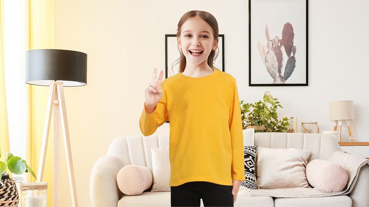 Huata 2 Packs Boys Girls T-Shirt Long Sleeve Crewneck Tee