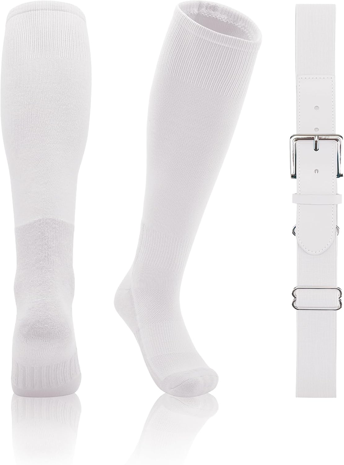 QBK 2T/3T/4T/5T Toddler Baseball Socks And Belt Youth Softball Tee Ball Combo Set for Boy Girl (1 Pairs of Socks & 1 Belt)