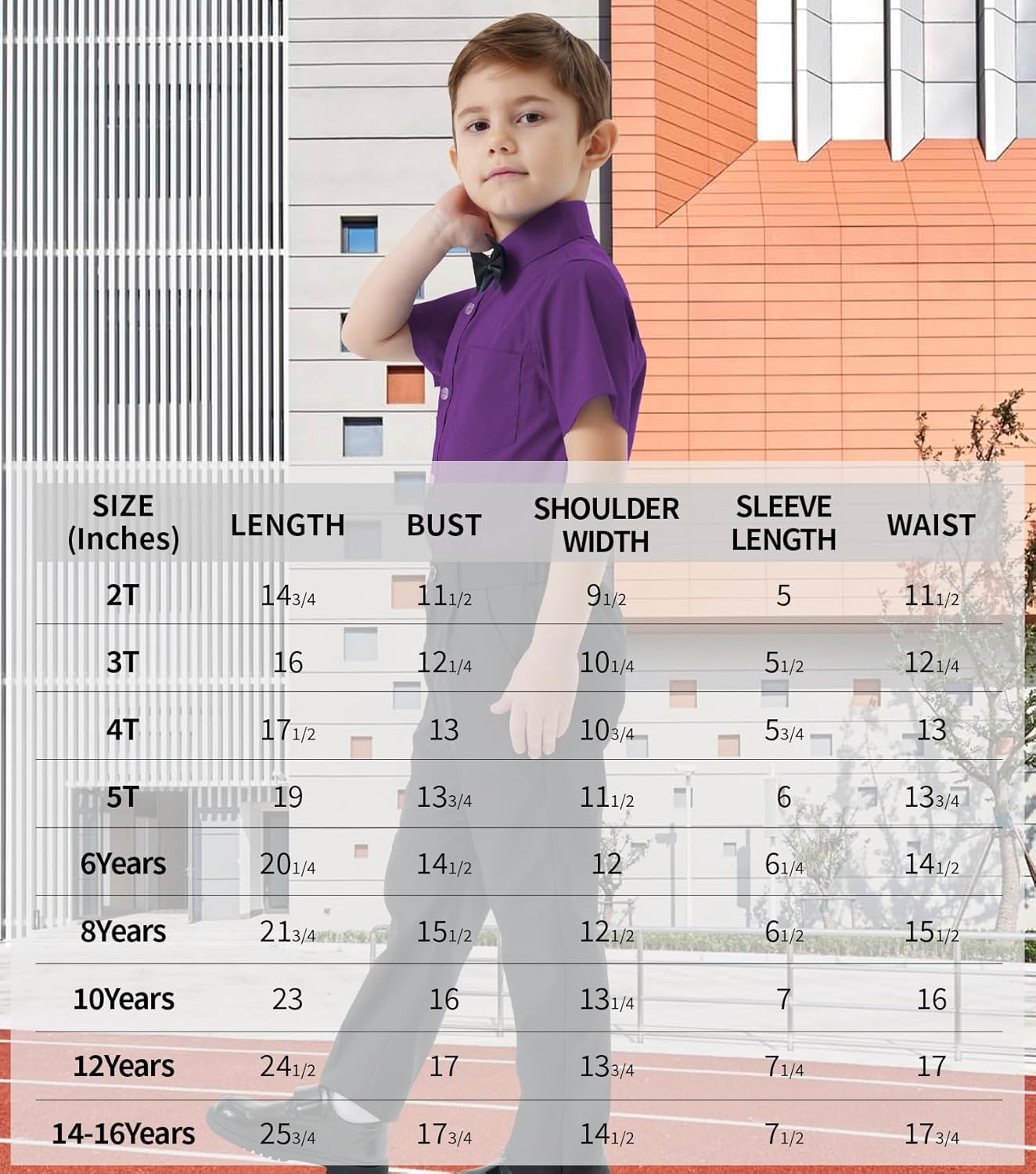 2T-16Y Boys' Short Sleeve Button Down Toddler Dress Shirt Oxford Uniform Shirt with Chest Pocket