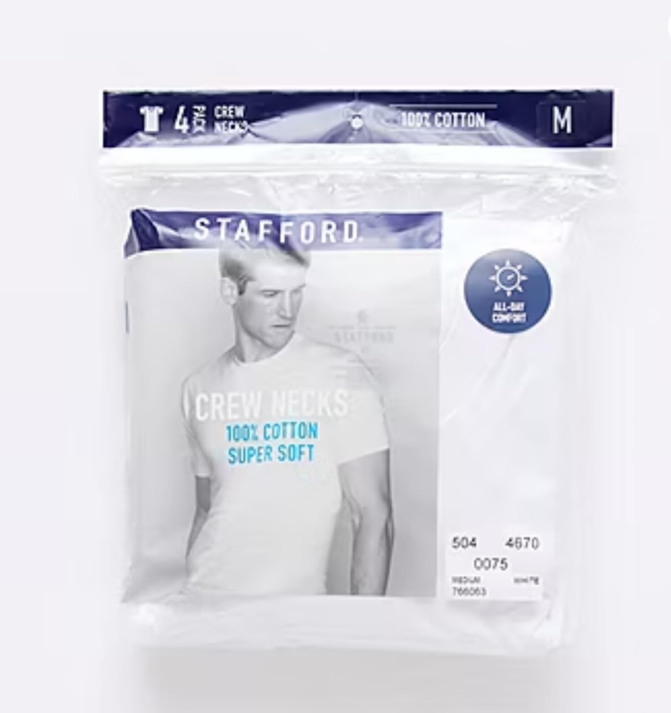 Stafford 4-Pack Men's Ultra Soft 100% Cotton Crew-Neck T-Shirt White