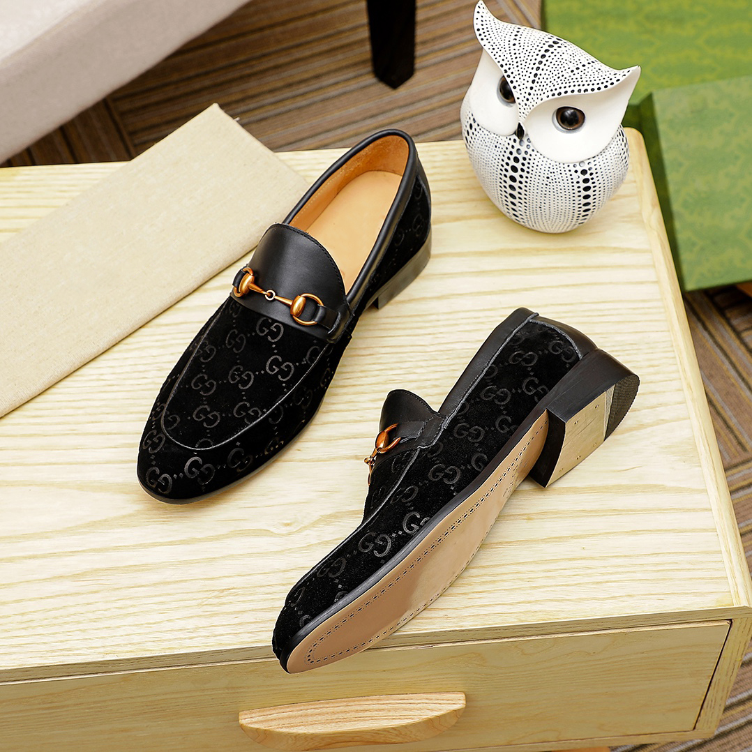 Black Corduroy Upper Print Business Dress Shoes