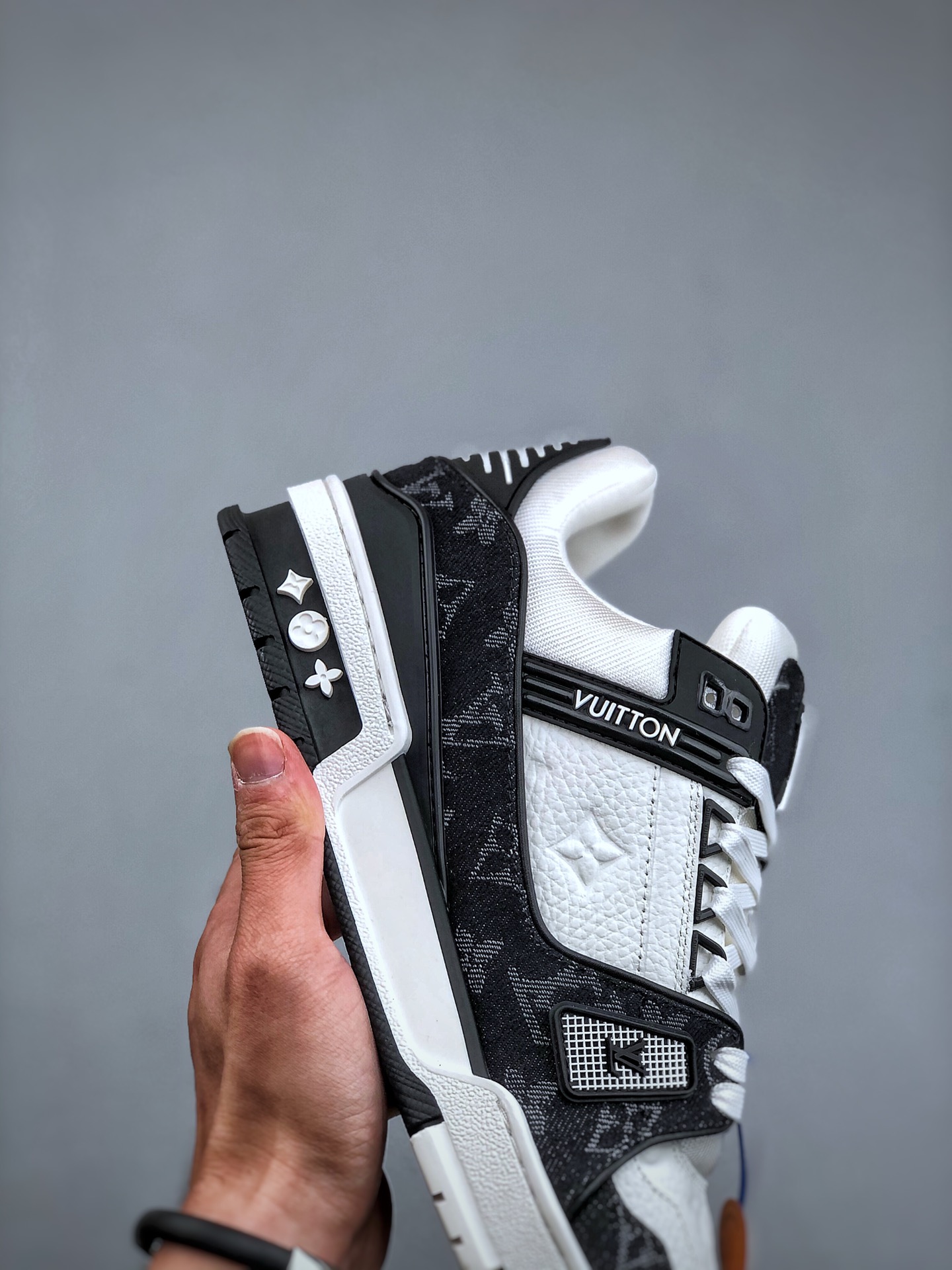 Louis Vuitton LV Trainer Sneaker Monogram Denim White black