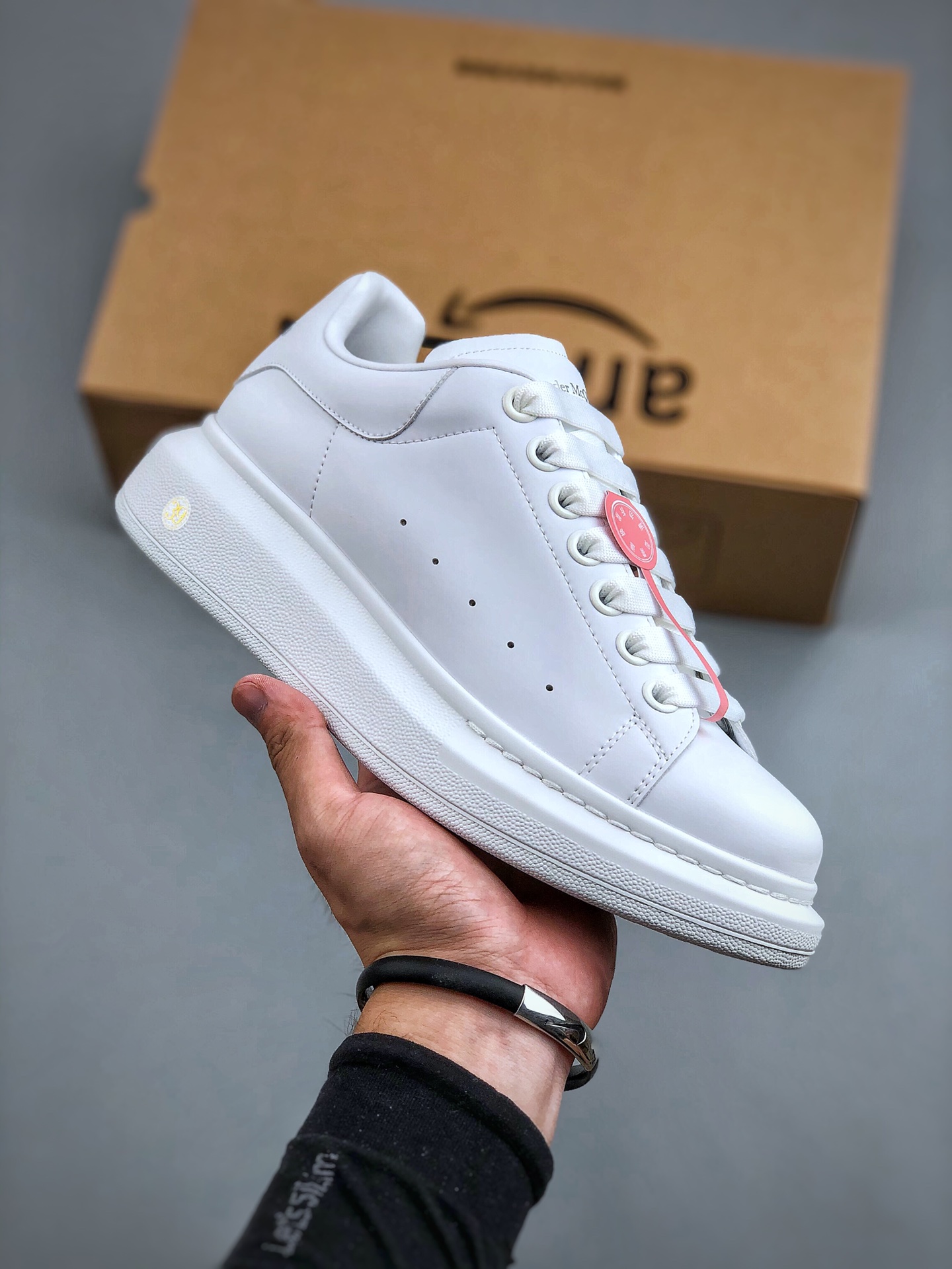 Alexander McQueen Oversized Logo Lace-Up Low-Top Fashion Sneaker – Unisex, White