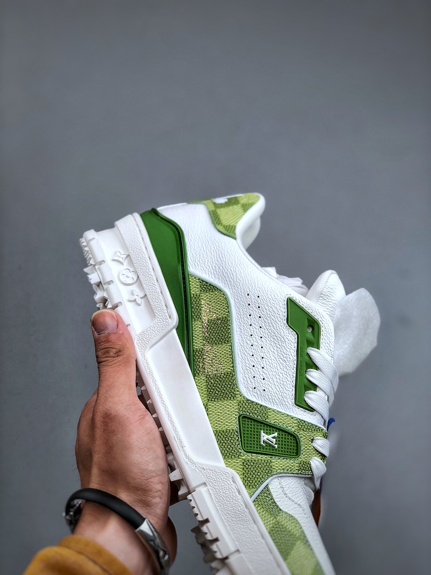 Tyler x LOUIS VUITTON Trainer Hand-Painted Signature Durable Low-Top Sneaker – Men’s, White & Green