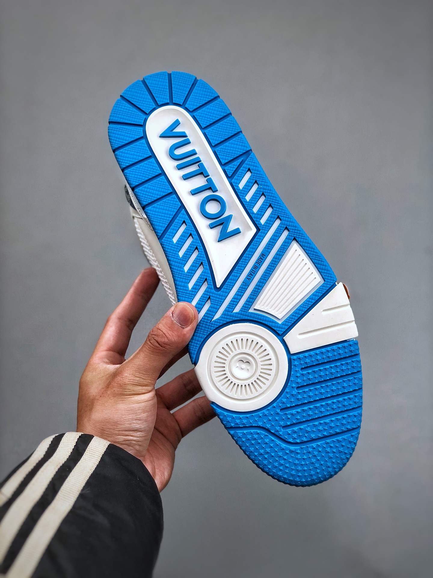 LOUIS VUITTON Trainer Leather Floral Pattern Low-Top Fashion Sneaker – Men’s, Blue & White