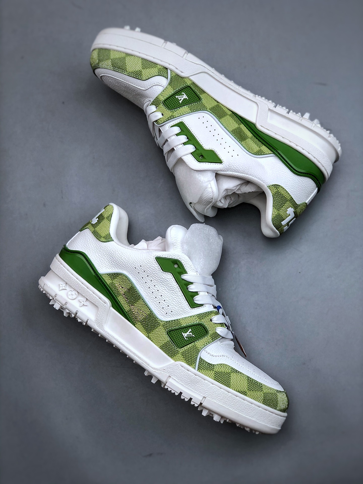 Tyler x LOUIS VUITTON Trainer Hand-Painted Signature Durable Low-Top Sneaker – Men’s, White & Green