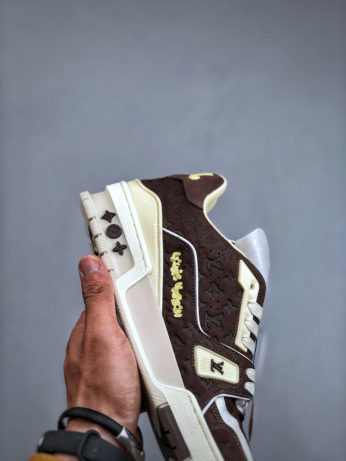 Tyler x Louis Vuitton Trainer Sneakers – Men's Low-Top Lace-Up in Red Brown