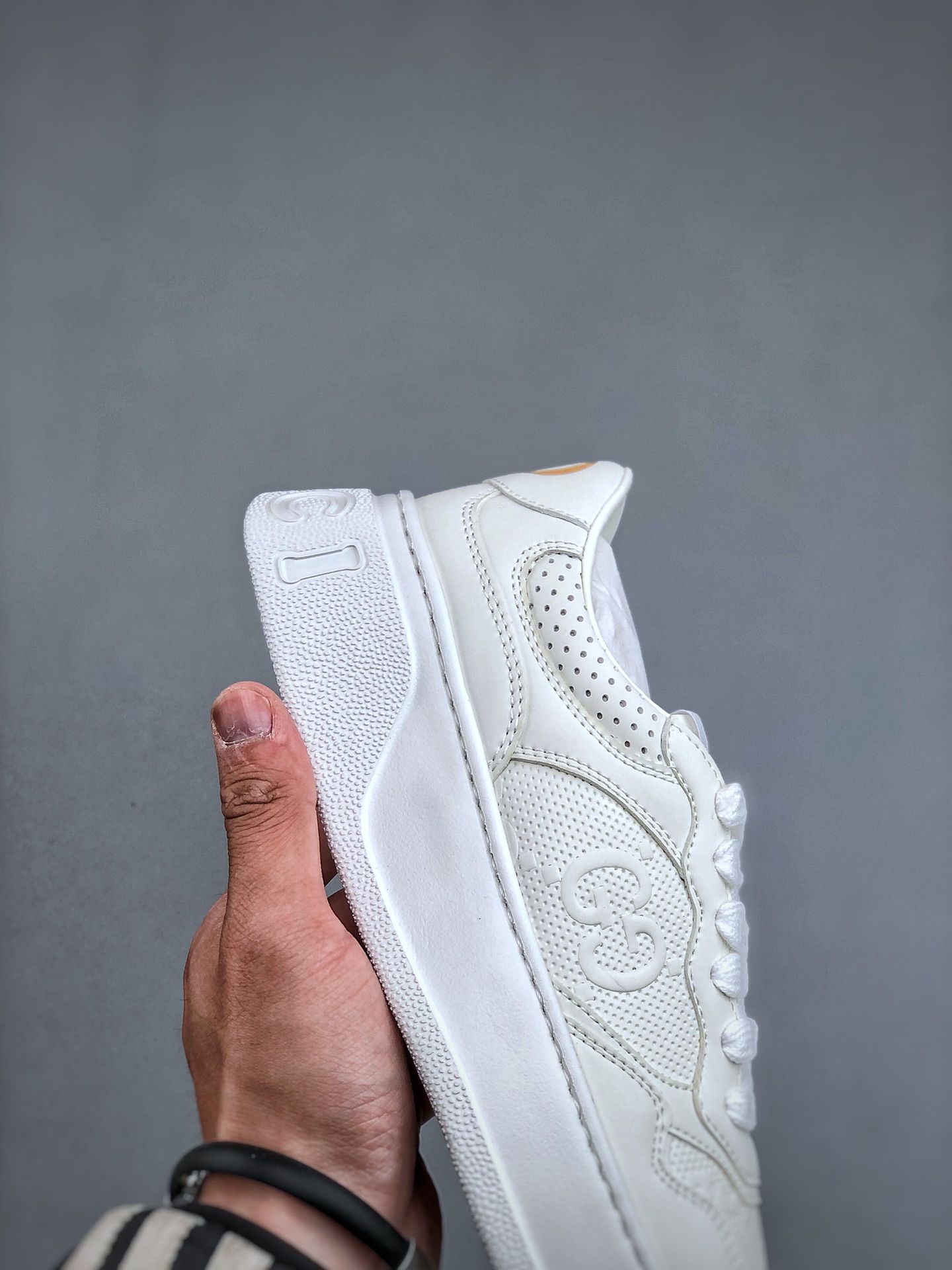 Gucci Men's GG Embossed Leather Sneakers – White Low-Top Casual Shoes