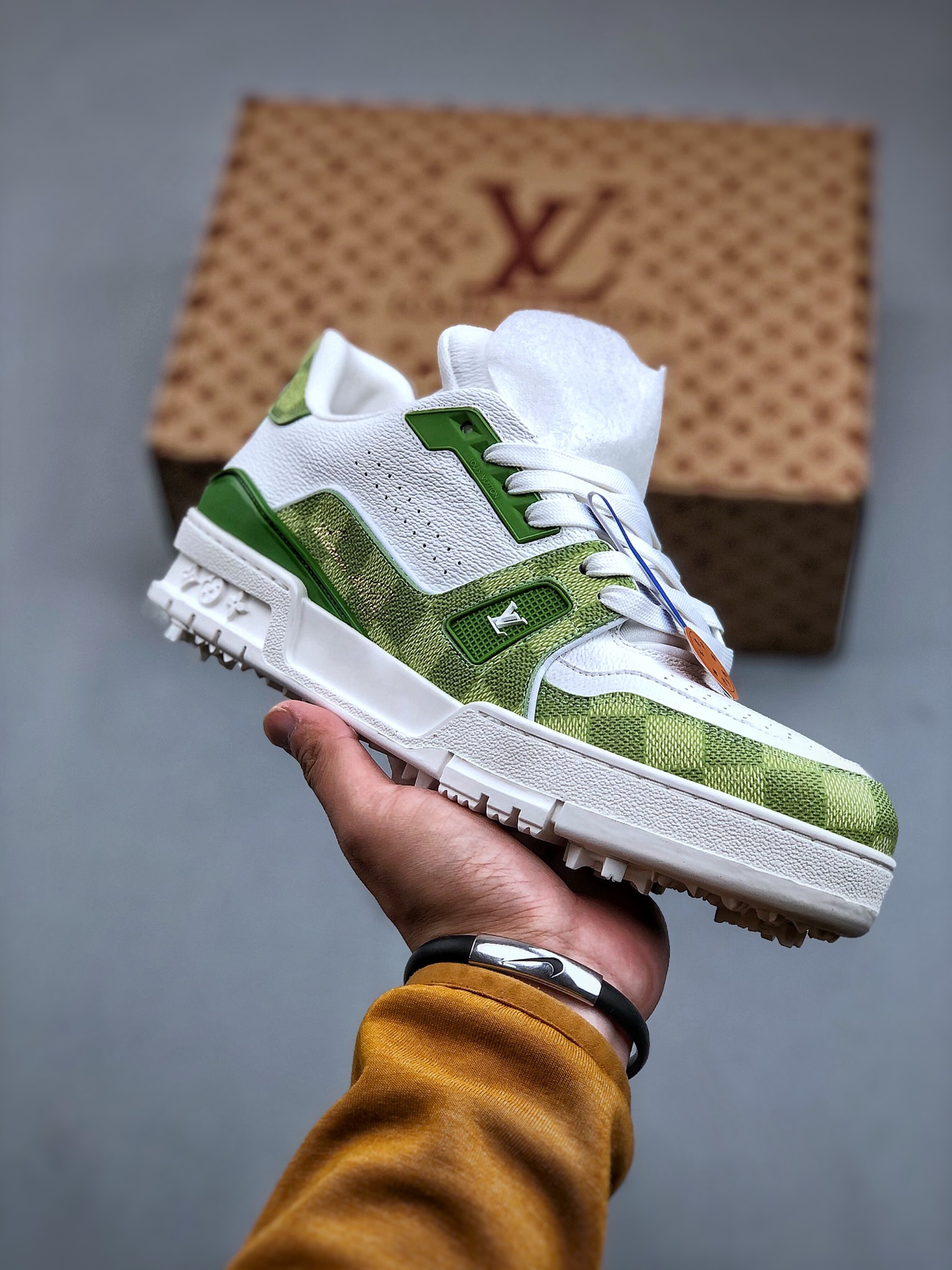 Tyler x LOUIS VUITTON Trainer Hand-Painted Signature Durable Low-Top Sneaker – Men’s, White & Green