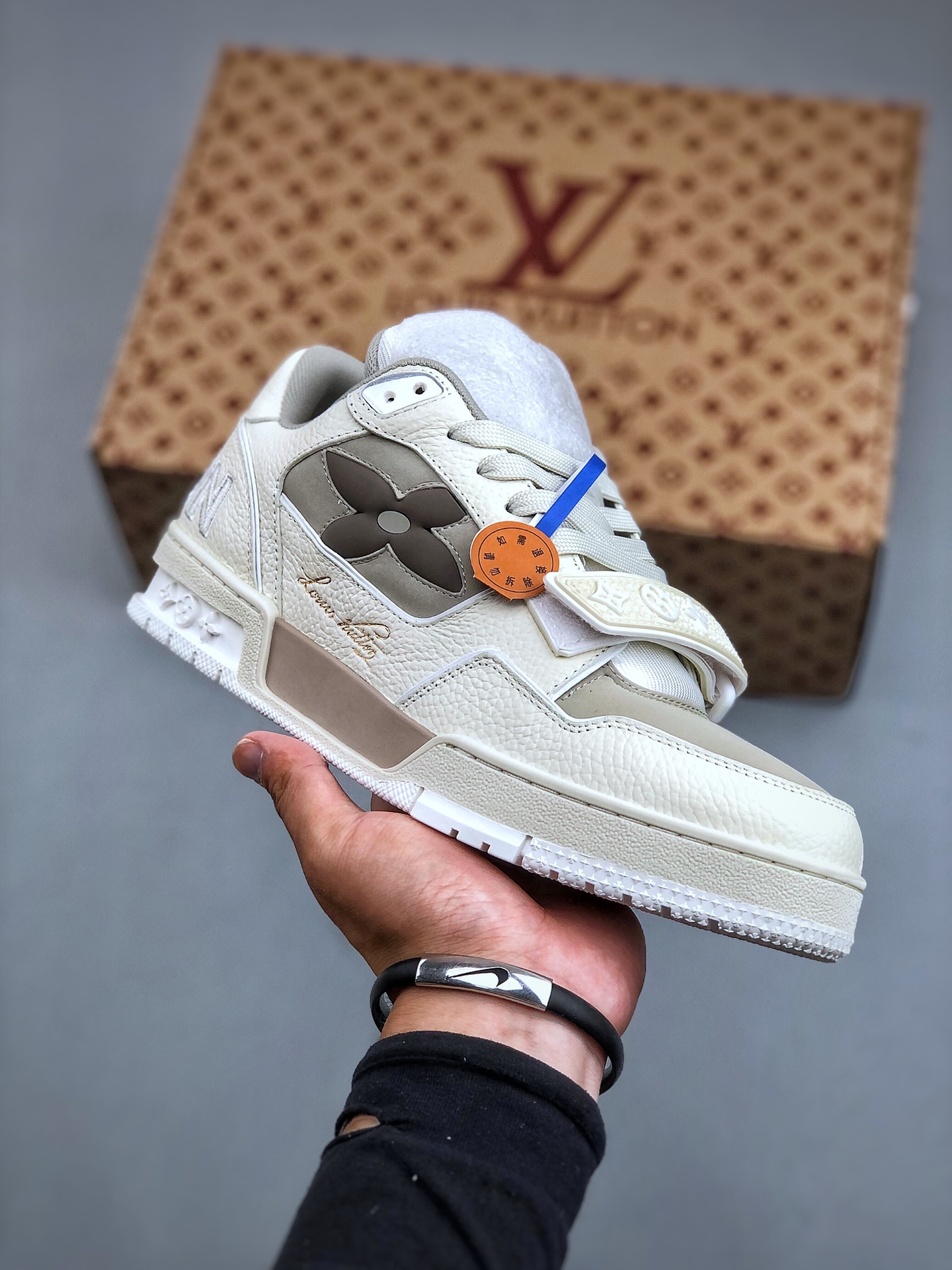 Louis Vuitton Men's Trainer Suede Sneakers – Beige Low-Top Lace-Up Casual Shoes