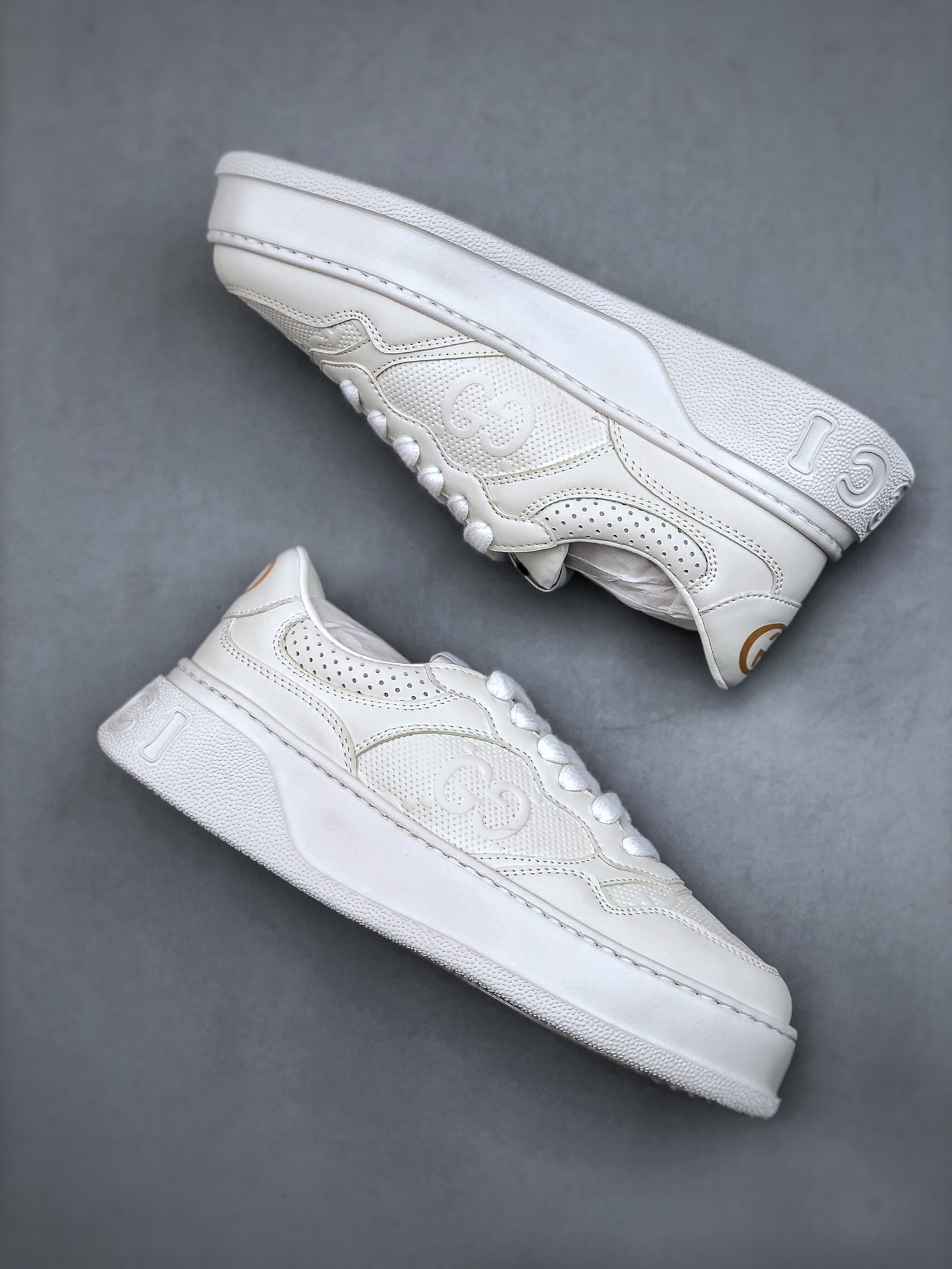 Gucci Men's GG Embossed Leather Sneakers – White Low-Top Casual Shoes