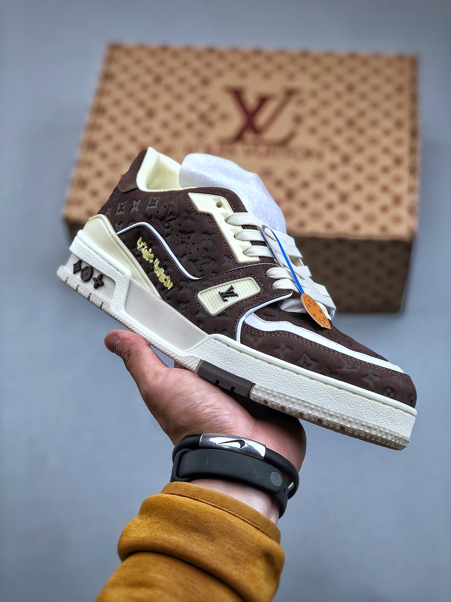 Tyler x Louis Vuitton Trainer Sneakers – Men's Low-Top Lace-Up in Red Brown