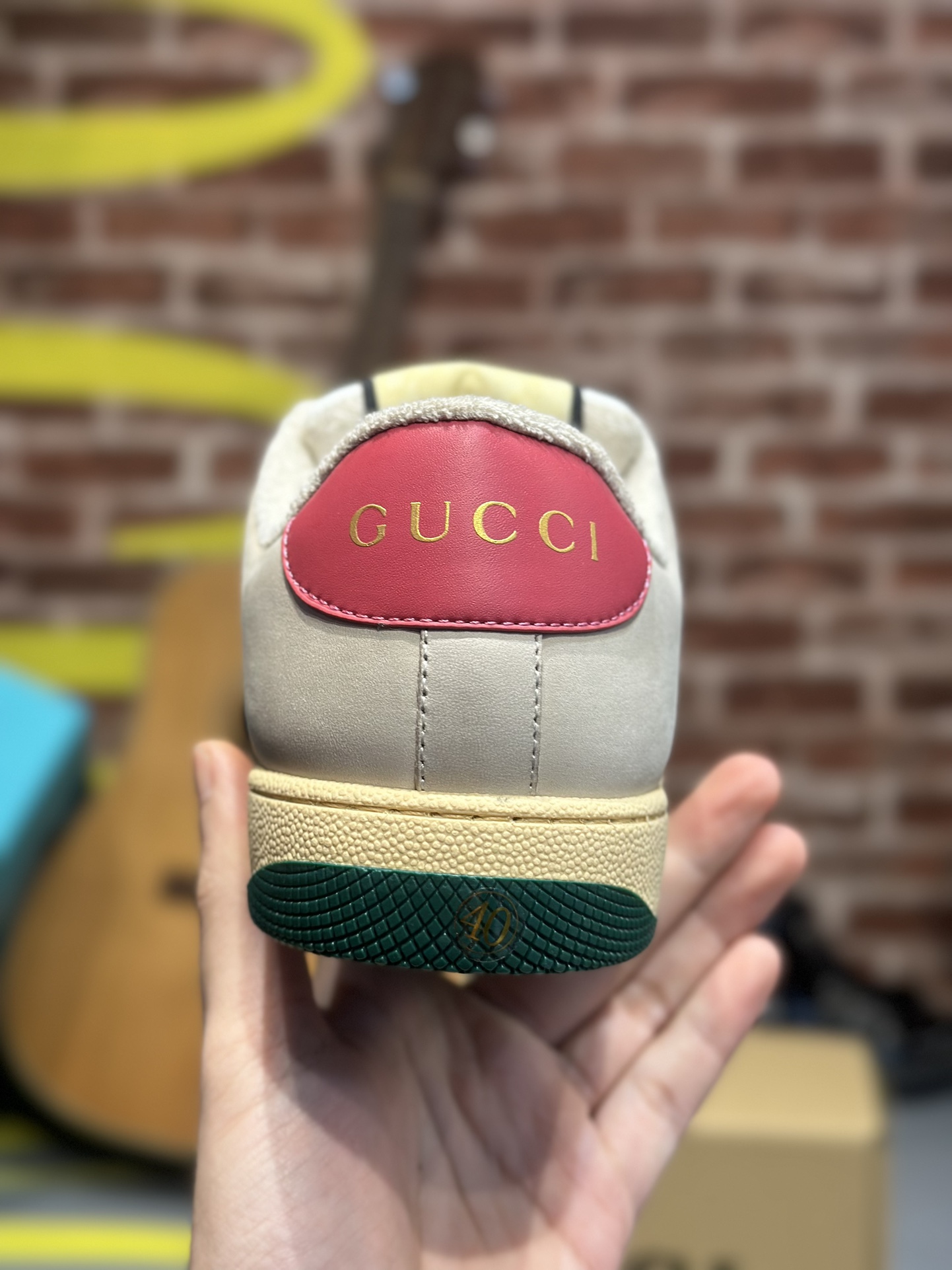 GUCCI Screener Leather Sneaker – Distressed Effect Fashion Shoe for Women, Ebony