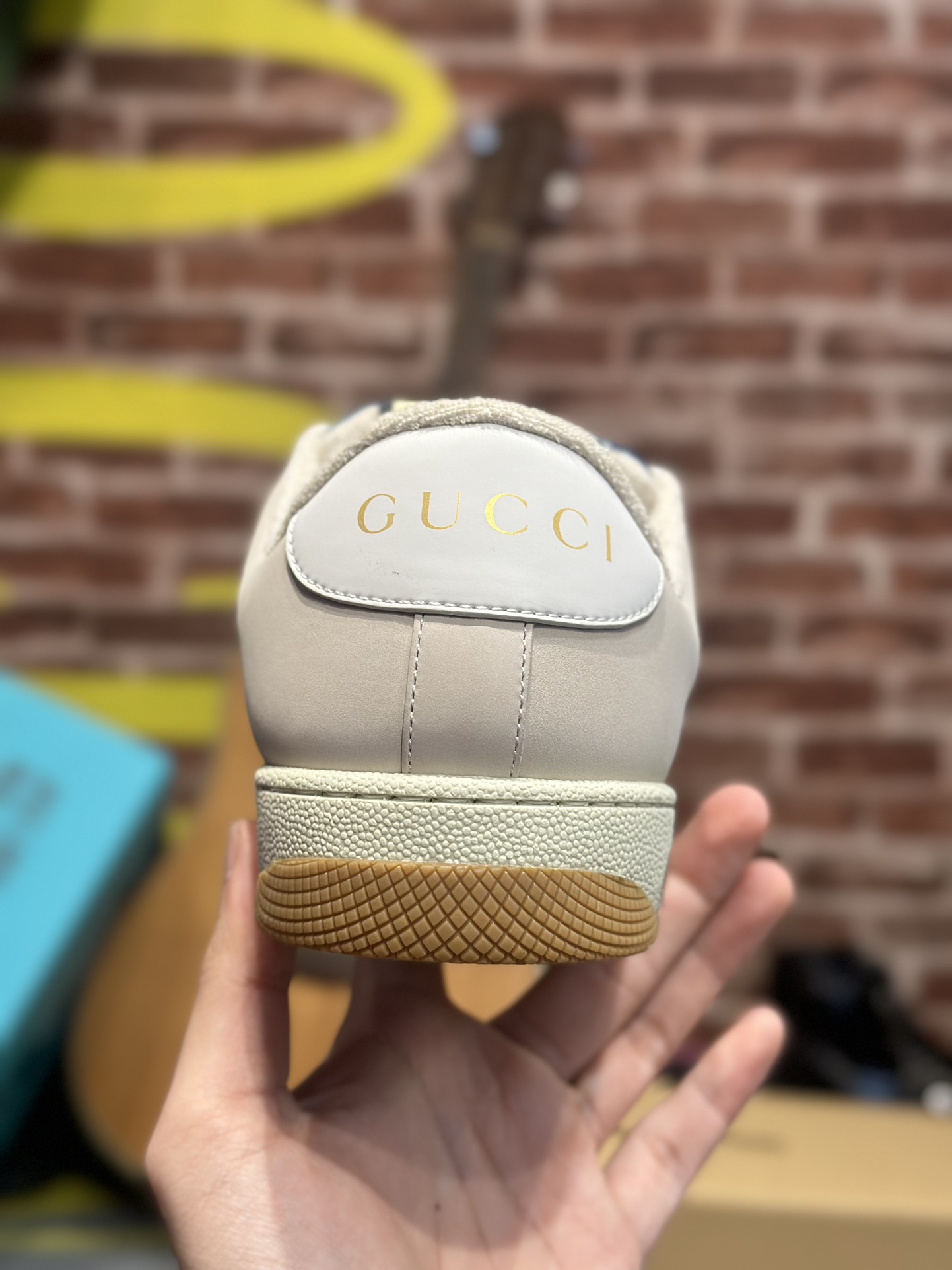 GUCCI Screener Distressed GG Enamel & Multicolor Print Low-Top Sneaker – Red/Blue (Unisex)