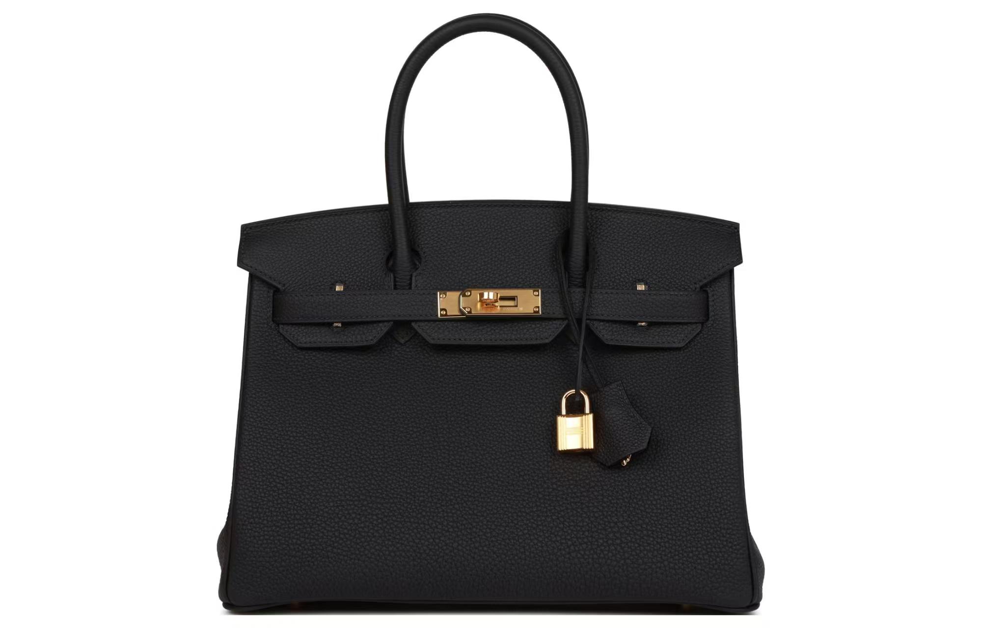 Hermès Birkin 30 Togo Leather Top Handle Bag with Gold Hardware – Women’s, 3Y Caban (Black-Blue)