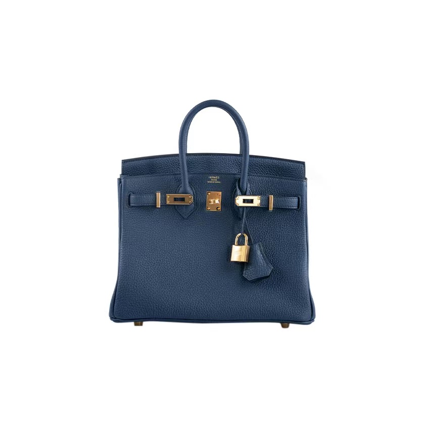 Hermès Birkin 25 in Togo Leather with Gold Hardware – Prussian Blue (7P), Soft Retourne Style