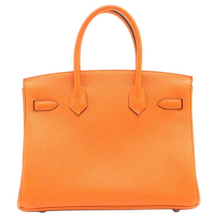 Hermès Birkin 25 Togo Leather Handbag with Palladium Hardware – Women’s, 93 Orange
