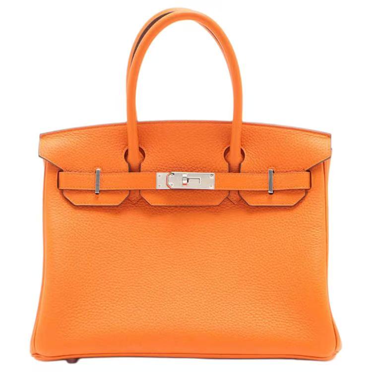 Hermès Birkin 25 Togo Leather Handbag with Palladium Hardware – Women’s, 93 Orange