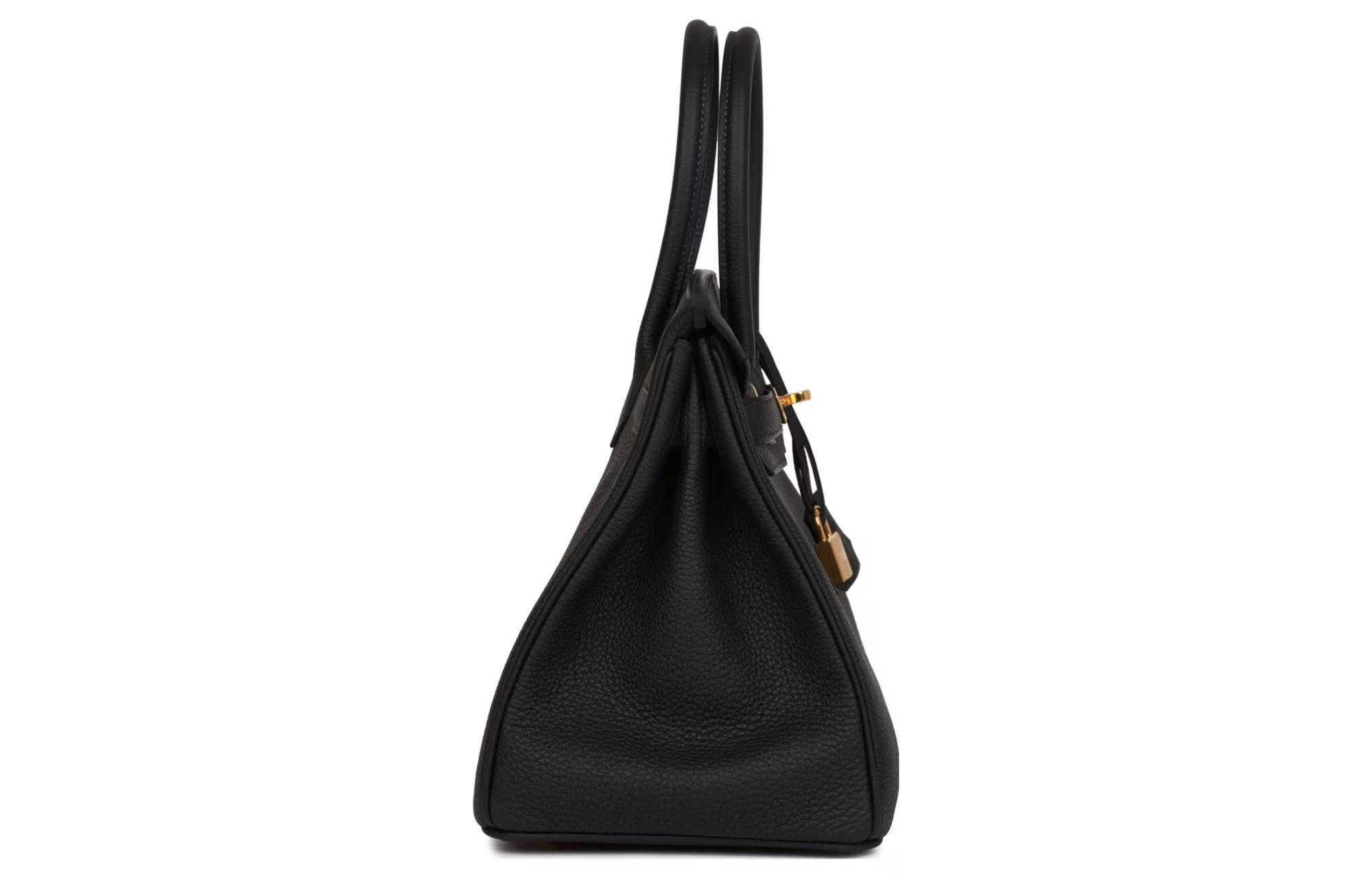 Hermès Birkin 30 Togo Leather Top Handle Bag with Gold Hardware – Women’s, 3Y Caban (Black-Blue)