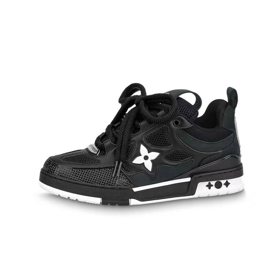 LOUIS VUITTON Skate Low-Top Sneaker – Men’s Black, Lace-Up, Round Toe