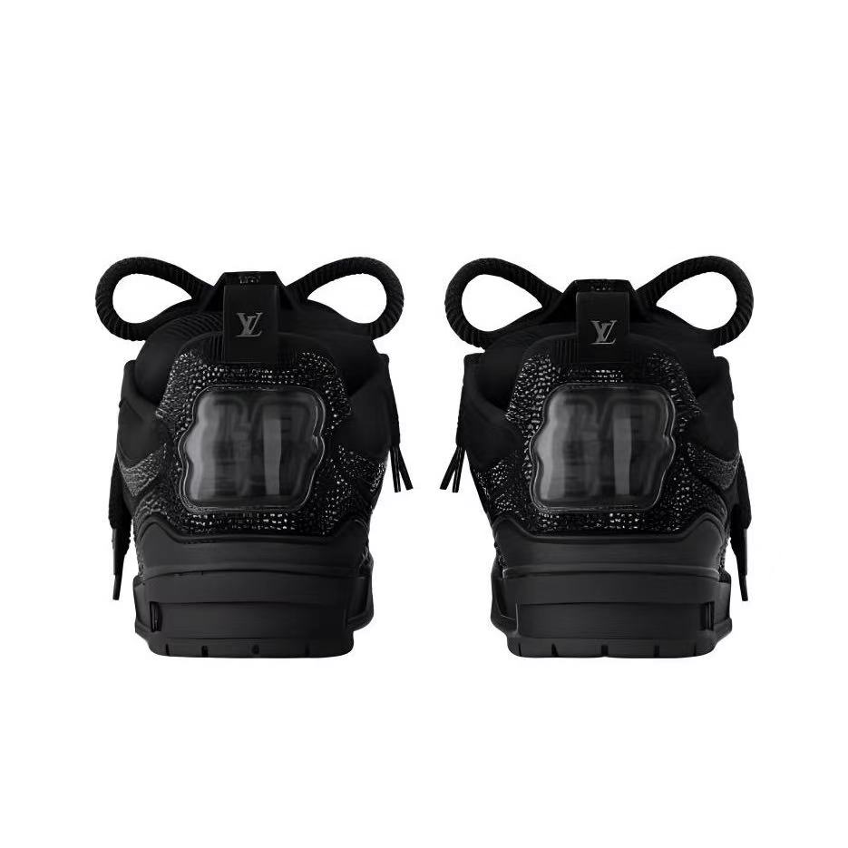 LOUIS VUITTON Men’s Skate Sneaker – Black, Round-Toe Lace-Up, Low-Top Design