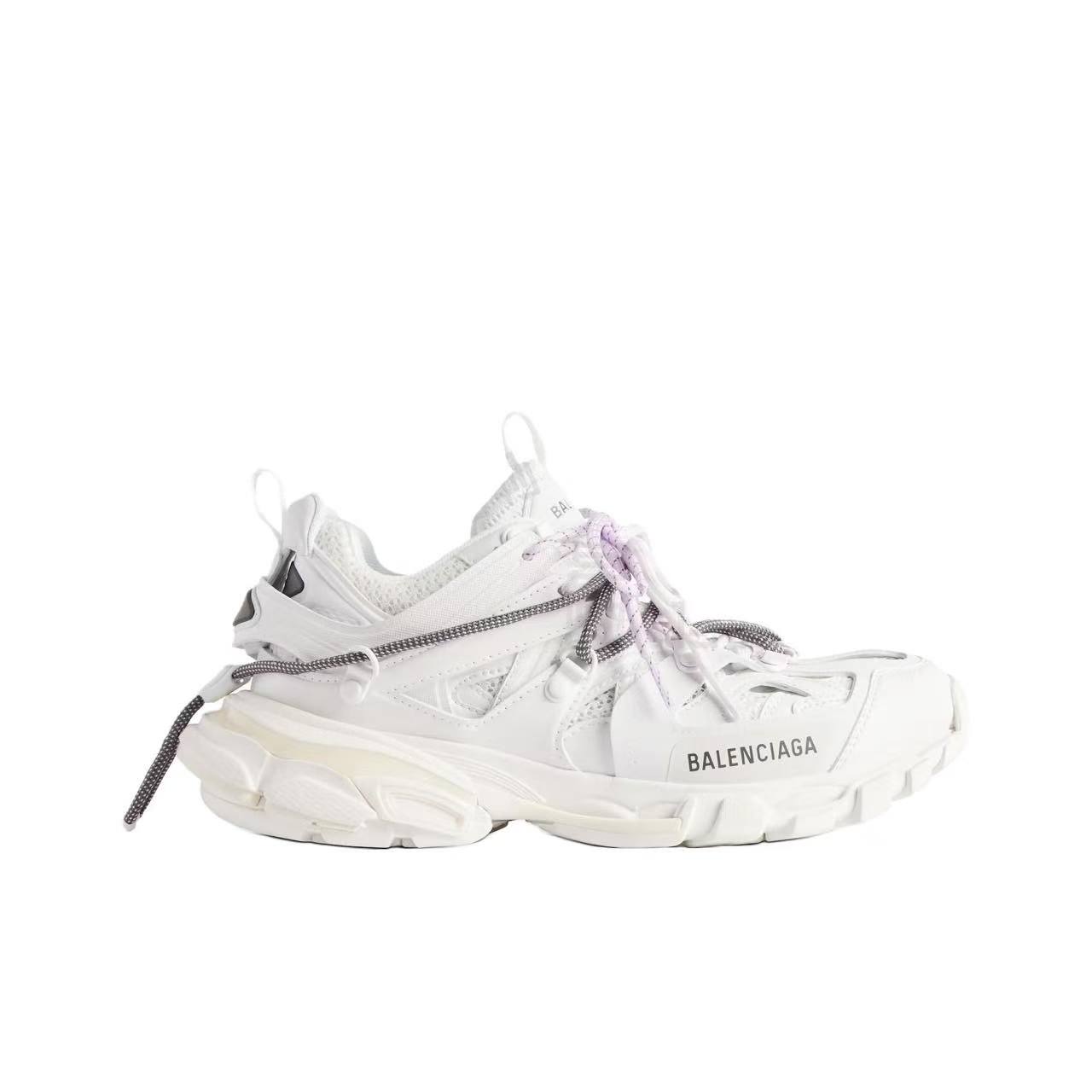 Balenciaga Track Trail Logo Print Low-Top Dad Sneakers – Women's, White