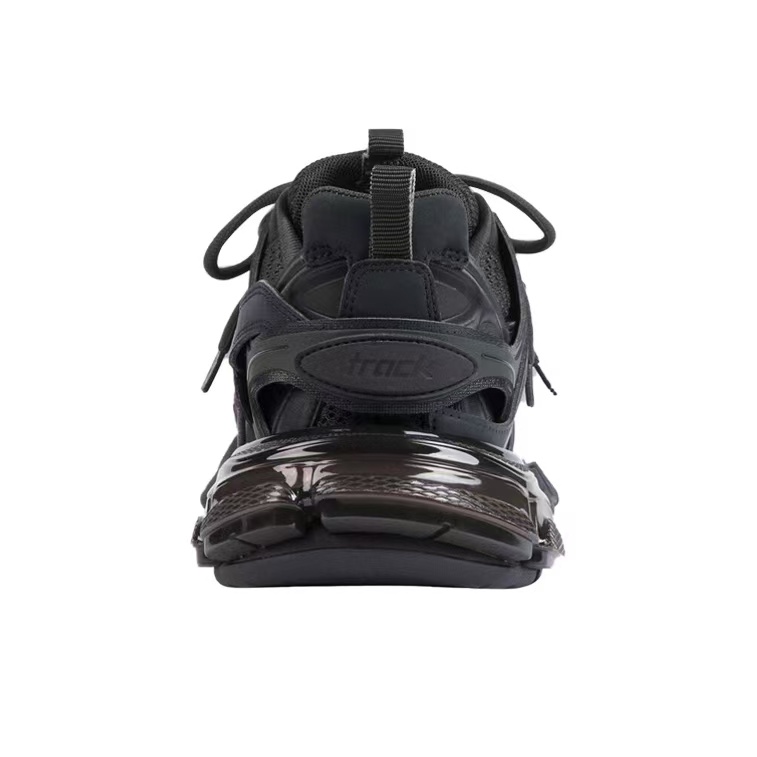Balenciaga Track 1.0 “Black Knight” Leather Dad Sneakers – Men's Low-Top Runner in Triple Black