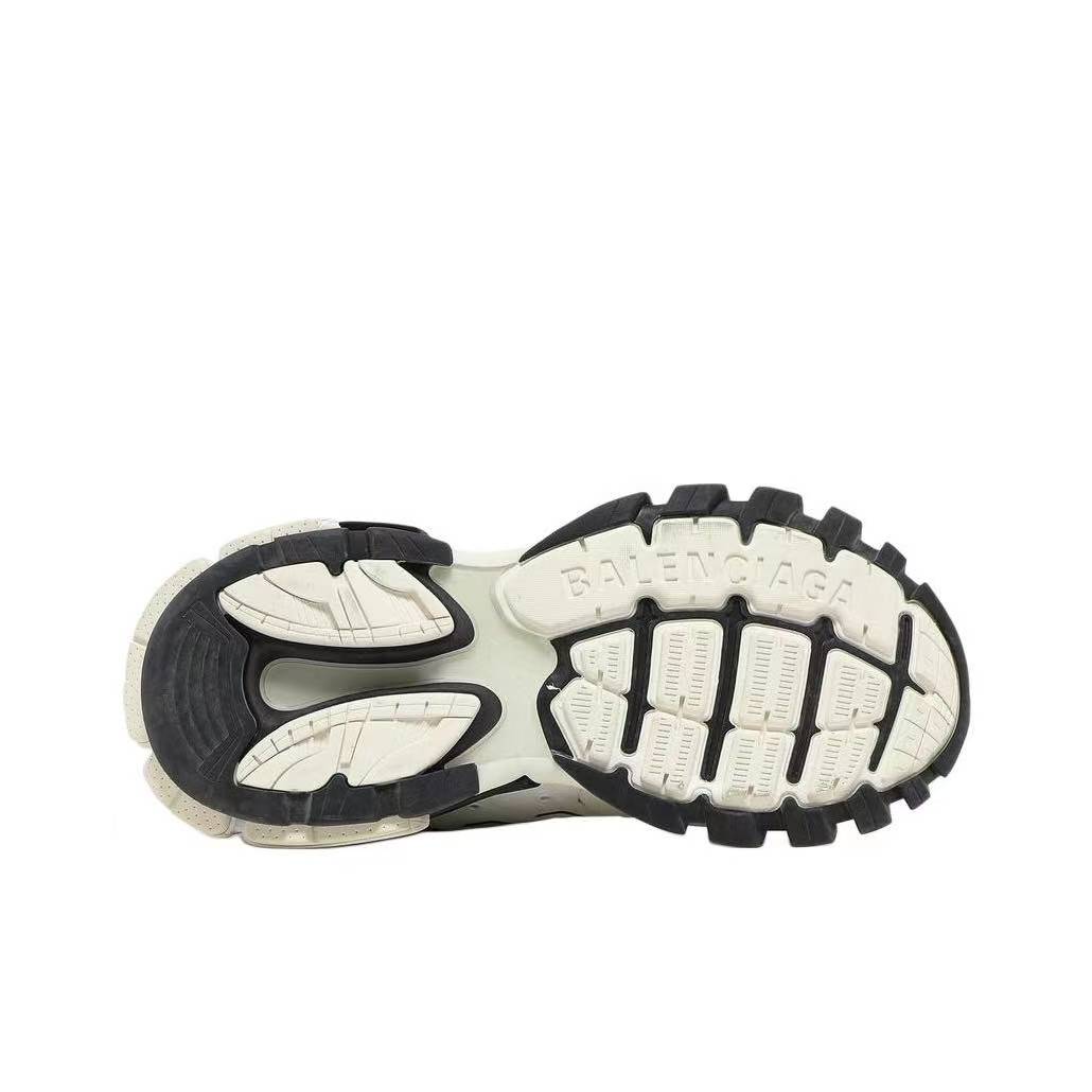 Balenciaga Track Distressed Low-Top Dad Sneakers – Women's, Cream White & Black