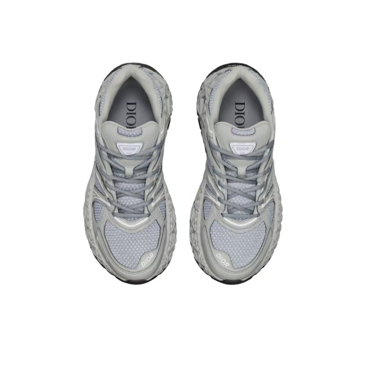 DIOR B35 NXXT Mesh Cut-Out Cannage Sole Round-Toe Lace-Up Low-Top Casual Sneakers – Men’s, Grey