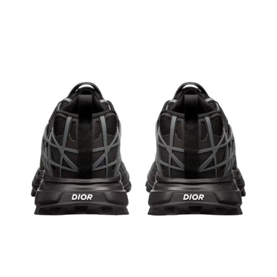 DIOR B31 Men’s Sneakers – Black | Mesh & Rubber, Cannage Pattern, Low-Top Lace-Up Design