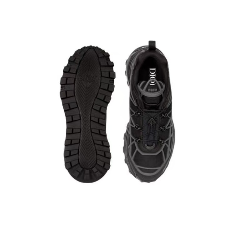 DIOR B31 Men’s Sneakers – Black | Mesh & Rubber, Cannage Pattern, Low-Top Lace-Up Design