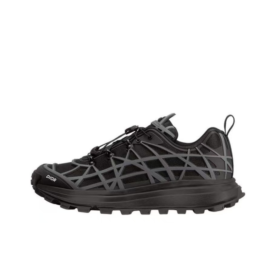 DIOR B31 Men’s Sneakers – Black | Mesh & Rubber, Cannage Pattern, Low-Top Lace-Up Design
