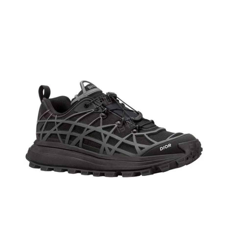 DIOR B31 Men’s Sneakers – Black | Mesh & Rubber, Cannage Pattern, Low-Top Lace-Up Design