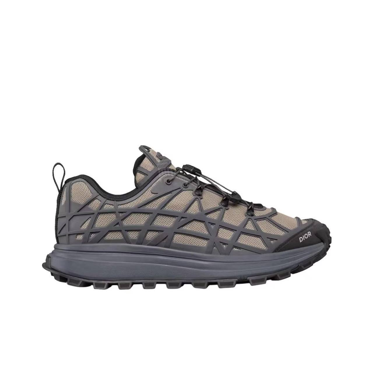 DIOR B31 Men’s Sneakers – Grey-Brown Cannage Lace-Up Low-Top
