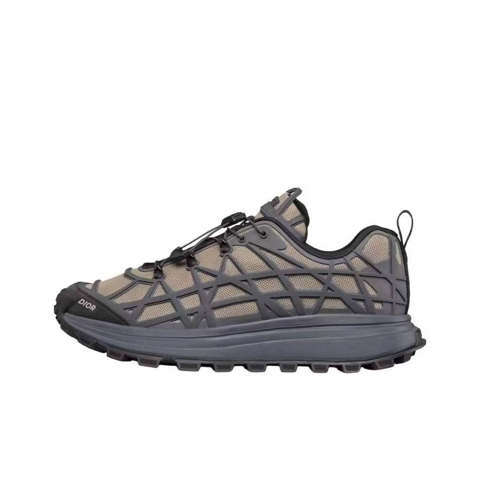 DIOR B31 Men’s Sneakers – Grey-Brown Cannage Lace-Up Low-Top