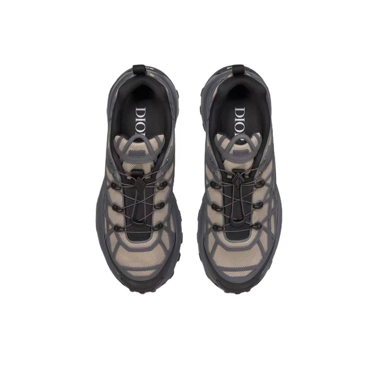 DIOR B31 Men’s Sneakers – Grey-Brown Cannage Lace-Up Low-Top