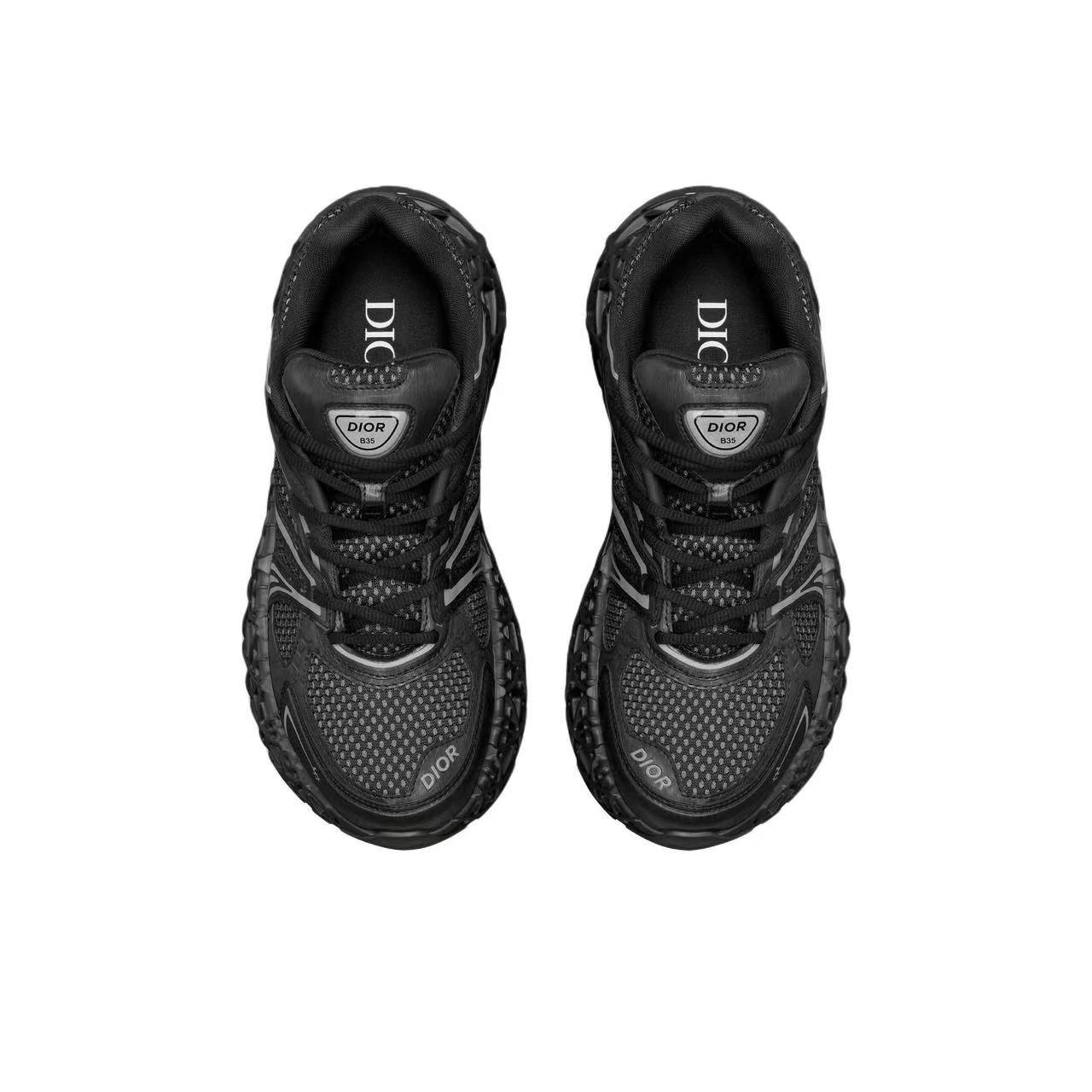 DIOR B35 NXXT Men’s Sneakers – Grey | Fabric Upper, Cannage Cut-Out Sole, Low-Top Lace-Up Design