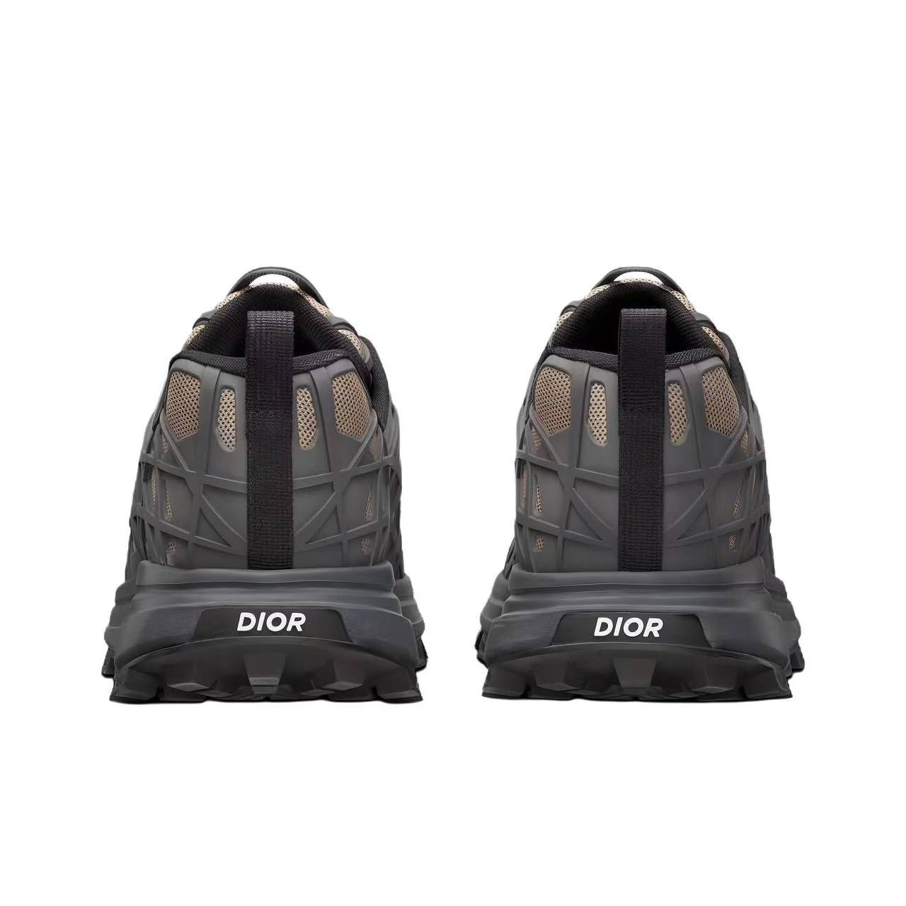 DIOR B31 Men’s Sneakers – Grey-Brown Cannage Lace-Up Low-Top