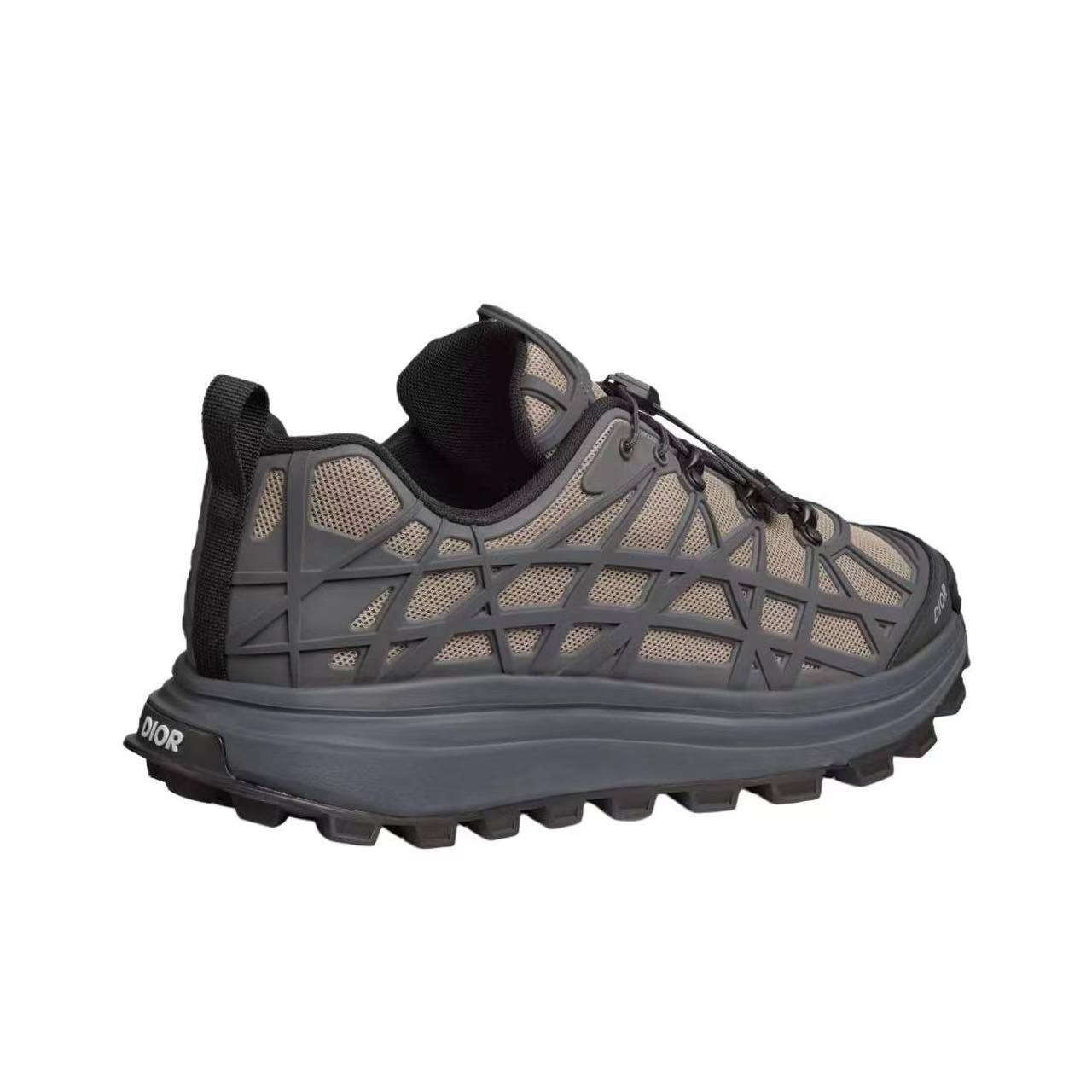 DIOR B31 Men’s Sneakers – Grey-Brown Cannage Lace-Up Low-Top