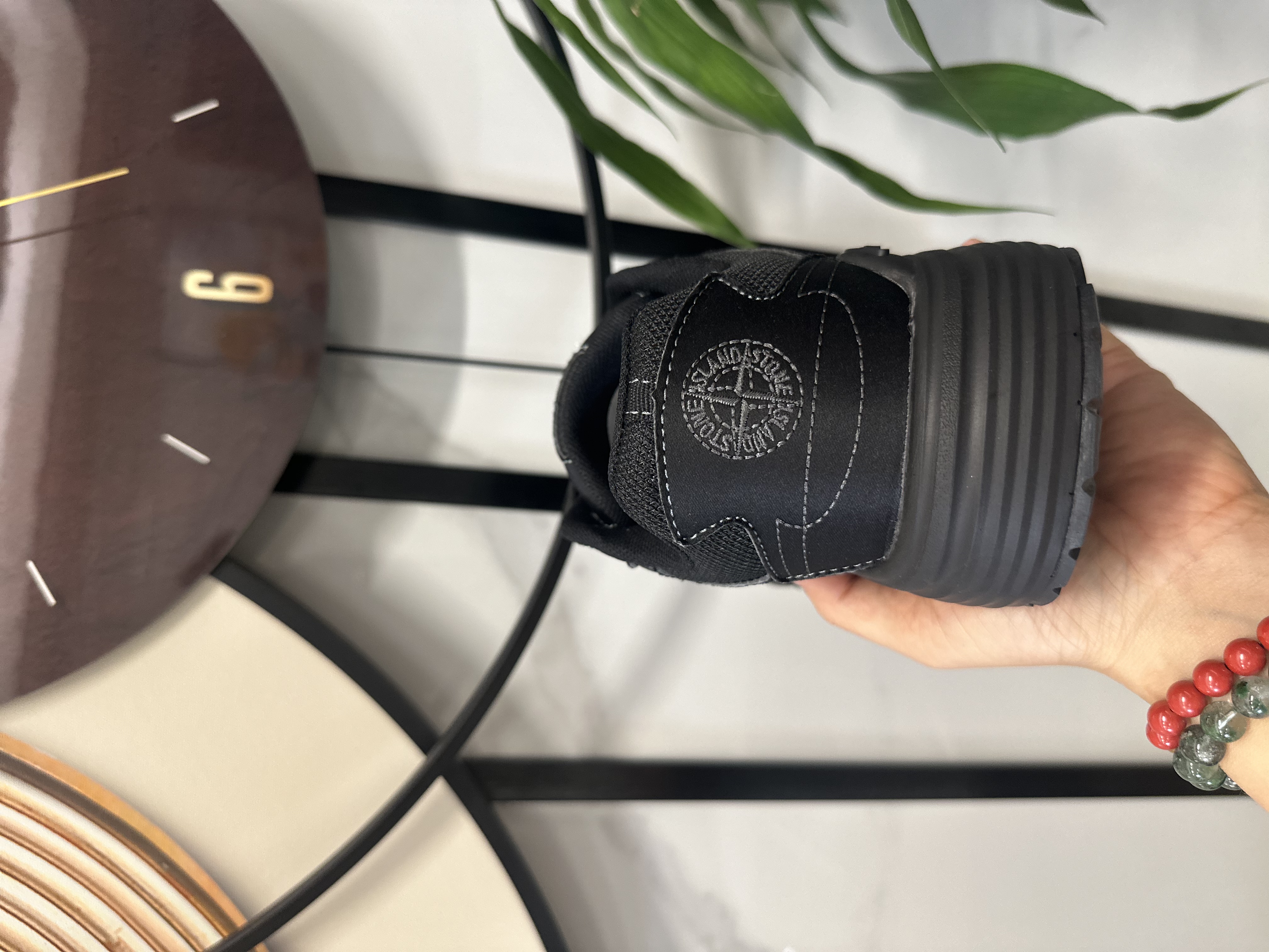 STONE ISLAND x DIOR B30 CD Low-Top Sneaker – Men's Casual Shoe, Black with White Stitching