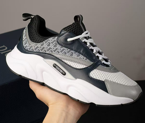 DIOR B22 Men's Sneakers – Blue Mesh & Leather | Chunky Sole, Modern Street Style with Silver Accents