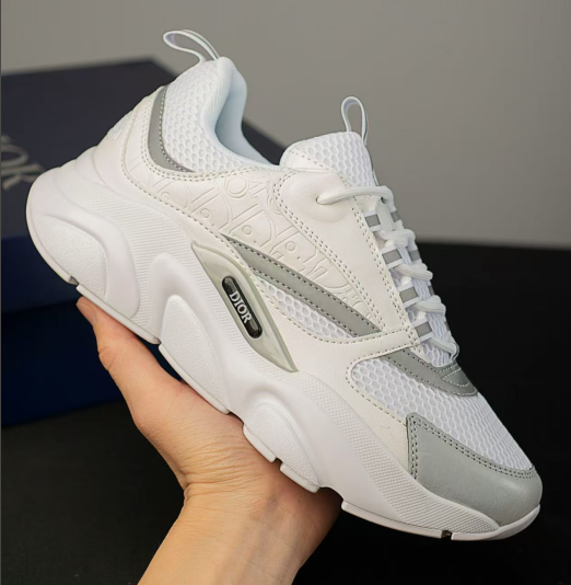 DIOR B22 New Leather & Textile Shock-Absorbing Non-Slip Wear-Resistant Casual Sneakers for Men – White