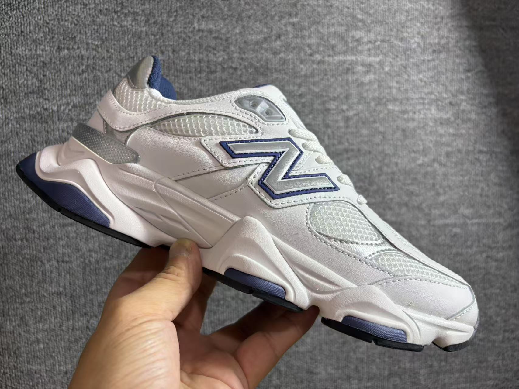 New Balance 9060 Wide Fit Sneakers – Men's & Women's Low-Top Urban Running Shoes – Blue/White/Silver