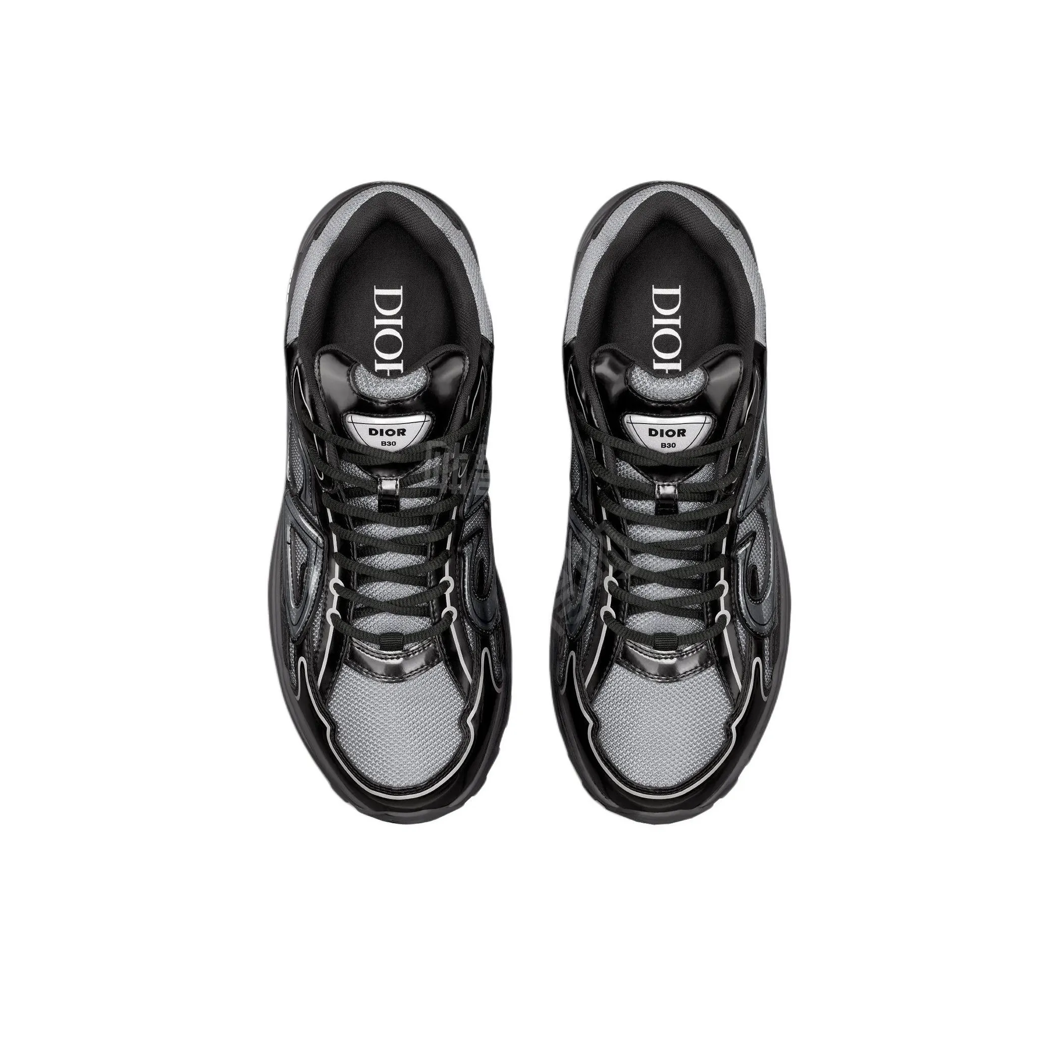 DIOR B30 CD Round-Toe Lace-Up Low-Top Casual Sneaker for Men – Black & Grey