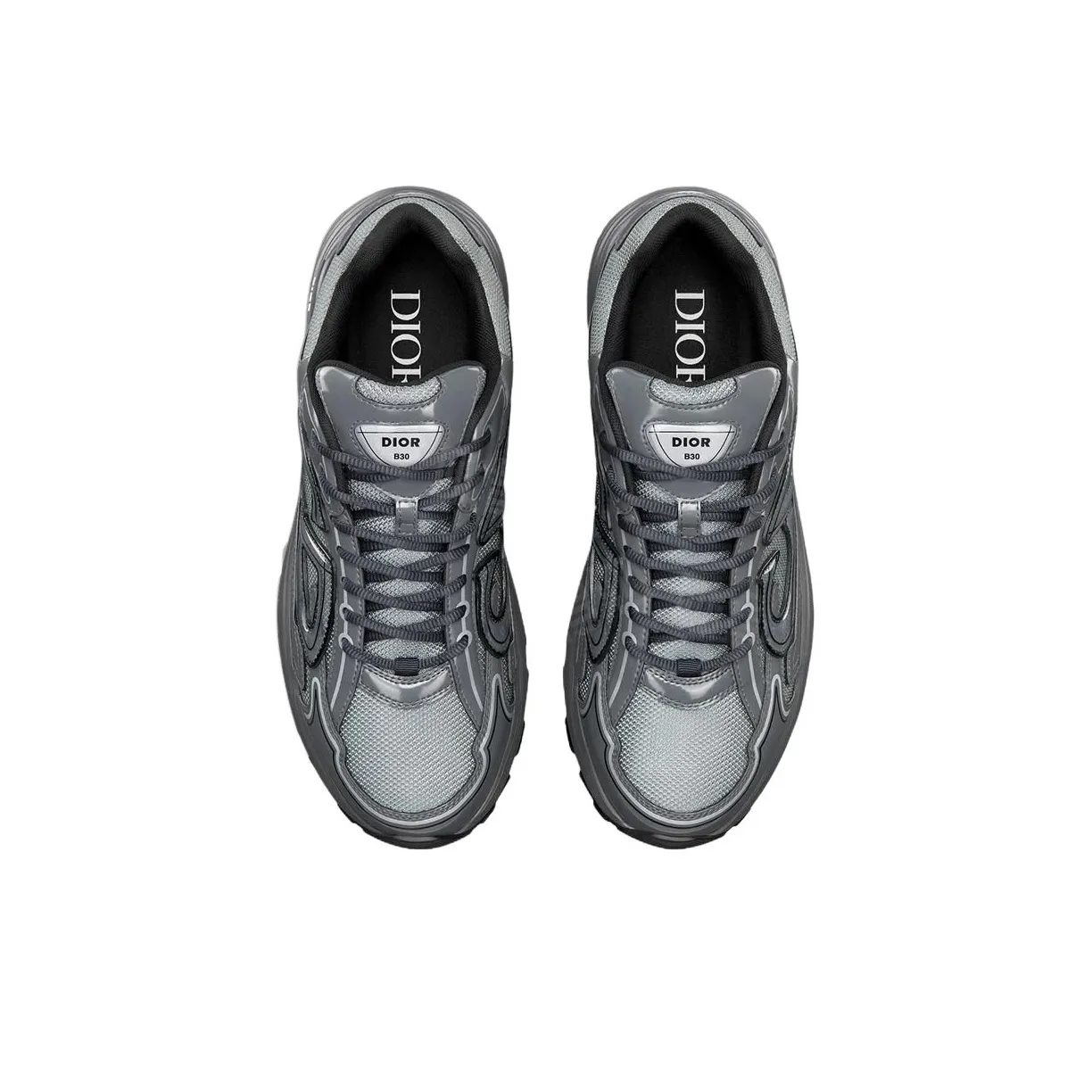 DIOR B30 CD Round-Toe Lace-Up Low-Top Casual Sneaker for Men – Grey