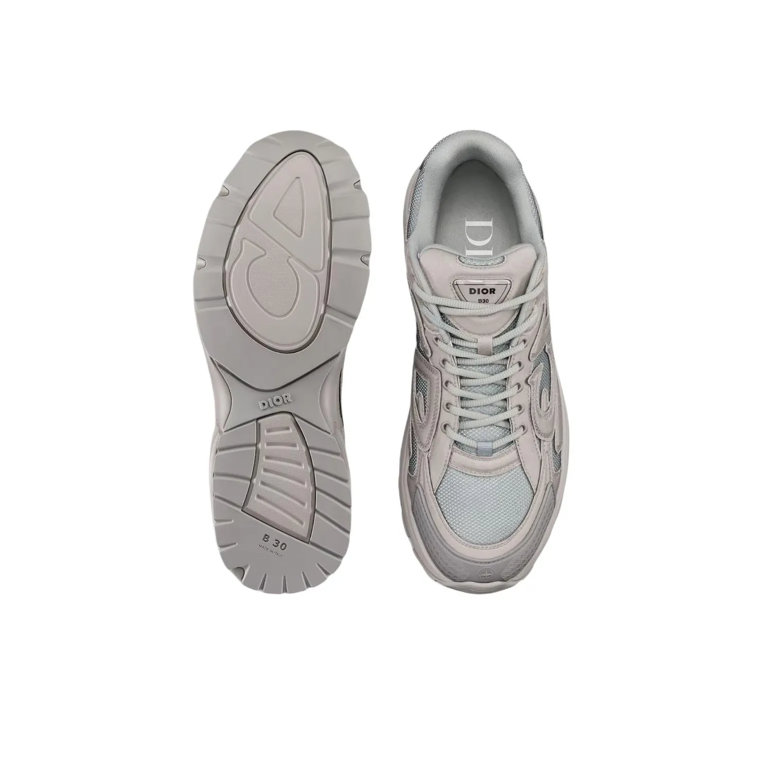 STONE ISLAND x DIOR B30 Mesh Runner CD Sneaker – Round-Toe Lace-Up Low-Top Casual Shoe for Men, Brown-Grey